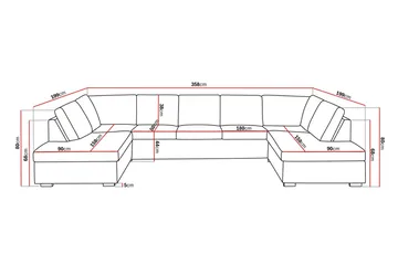 Crazy 5-sits U-formad Soffa med dubbelschäslong i Tyg - Mörkgrå - Möbler - Soffa - U-soffa