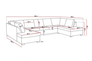 Crazy 5-sits U-formad Soffa med dubbelschäslong i Tyg - Mörkgrå - Möbler - Soffa - U-soffa