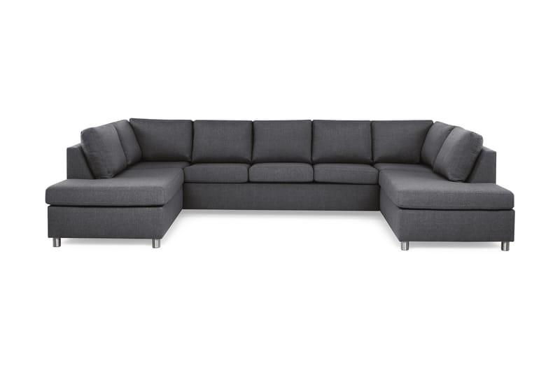 Crazy 5-sits U-formad Soffa med dubbelschäslong i Tyg - Mörkgrå - Möbler - Soffa - U-soffa