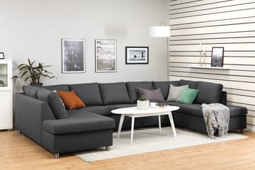 Crazy 5-sits U-formad Soffa med dubbelschäslong i Tyg - Mörkgrå - Möbler - Soffa - U-soffa