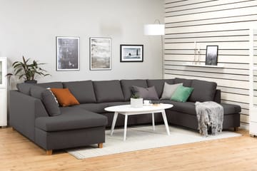 Crazy 5-sits U-formad Soffa med dubbelschäslong i Tyg - Mörkgrå - Möbler - Soffa - U-soffa