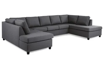 Crazy 5-sits U-formad Soffa med dubbelschäslong i Tyg - Mörkgrå - Möbler - Soffa - U-soffa