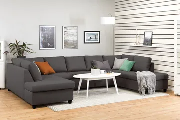 Crazy 5-sits U-formad Soffa med dubbelschäslong i Tyg - Mörkgrå - Möbler - Soffa - U-soffa