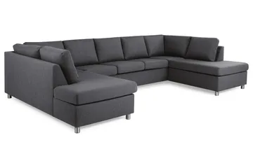 Crazy 5-sits U-formad Soffa med dubbelschäslong i Tyg - Mörkgrå - Möbler - Soffa - U-soffa