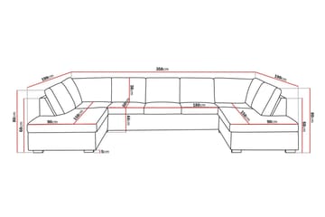 Crazy 5-sits U-formad Soffa med dubbelschäslong i Tyg - Mörkgrå - Möbler - Soffa - U-soffa