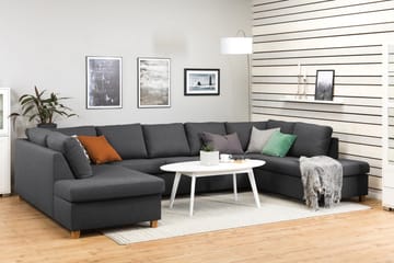 Crazy 5-sits U-formad Soffa med dubbelschäslong i Tyg - Mörkgrå - Möbler - Soffa - U-soffa