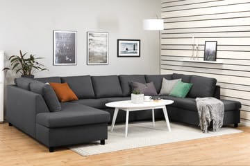 Crazy 5-sits U-formad Soffa med dubbelschäslong i Tyg - Mörkgrå - Möbler - Soffa - U-soffa