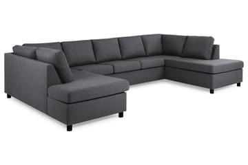 Crazy 5-sits U-formad Soffa med dubbelschäslong i Tyg - Mörkgrå - Möbler - Soffa - U-soffa