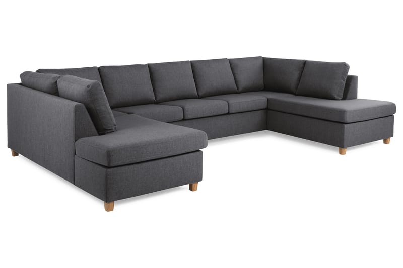 Crazy 5-sits U-formad Soffa med dubbelschäslong i Tyg - Mörkgrå - Möbler - Soffa - U-soffa