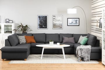 Crazy 5-sits U-formad Soffa med dubbelschäslong i Tyg - Mörkgrå - Möbler - Soffa - U-soffa