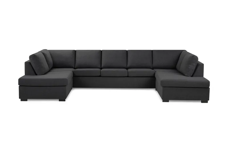 Crazy 5-sits U-formad Soffa med dubbelschäslong i Tyg - Mörkgrå - Möbler - Soffa - U-soffa