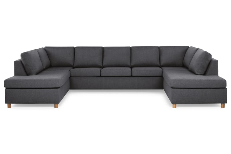 Crazy 5-sits U-formad Soffa med dubbelschäslong i Tyg, Mörkgrå