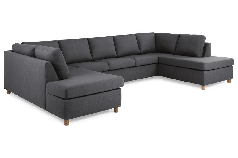 Crazy 5-sits U-formad Soffa med dubbelschäslong i Tyg - Mörkgrå - Möbler - Soffa - U-soffa