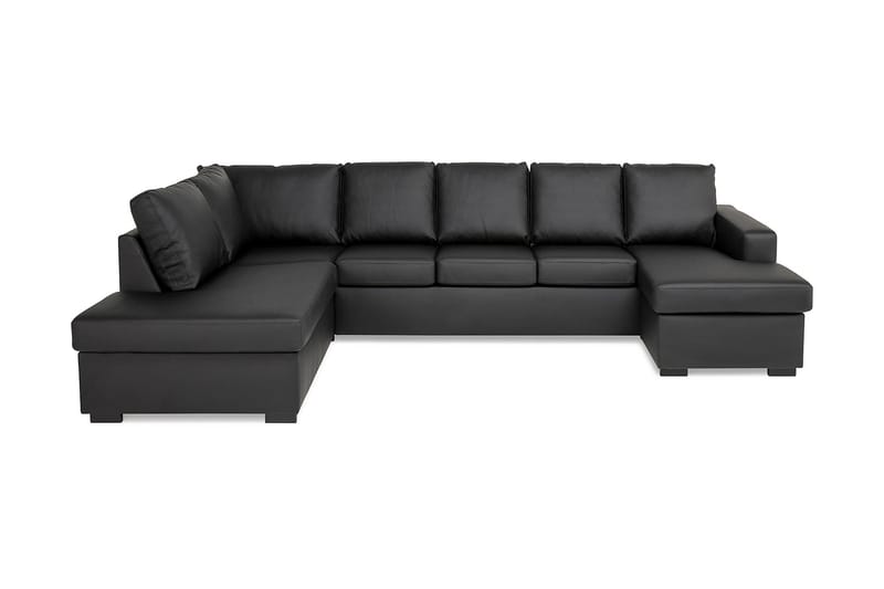 Crazy 5-sits Vänstervänd U-formad Soffa med Divan och Schäslong i Konstläder - Svart - Möbler - Soffa - U-soffa