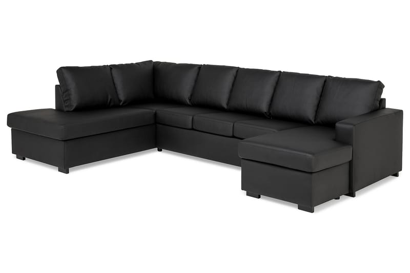 Crazy 5-sits Vänstervänd U-formad Soffa med Divan och Schäslong i Konstläder - Svart - Möbler - Soffa - U-soffa