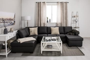 Crazy 5-sits Vänstervänd U-formad Soffa med Divan och Schäslong i Konstläder - Svart - Möbler - Soffa - U-soffa