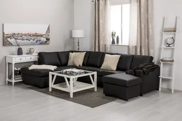 Crazy 5-sits Vänstervänd U-formad Soffa med Divan och Schäslong i Konstläder - Svart - Möbler - Soffa - Skinnsoffa