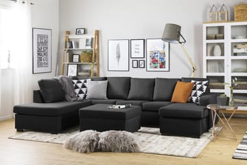 Crazy 5-sits Vänstervänd U-formad Soffa med Divan och Schäslong i Tyg - Antracit - Möbler - Soffa - U-soffa