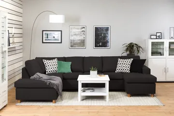 Crazy 5-sits Vänstervänd U-formad Soffa med Divan och Schäslong i Tyg - Antracit - Möbler - Soffa - U-soffa