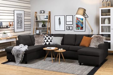 Crazy 5-sits Vänstervänd U-formad Soffa med Divan och Schäslong i Tyg - Antracit - Möbler - Soffa - U-soffa