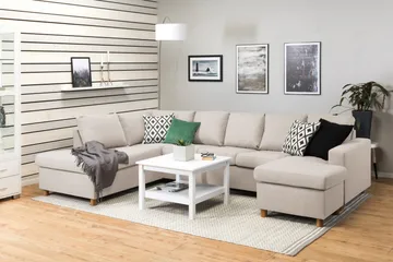 Crazy 5-sits Vänstervänd U-formad Soffa med Divan och Schäslong i Tyg - Beige - Möbler - Soffa - U-soffa