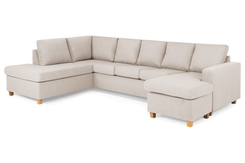 Crazy 5-sits Vänstervänd U-formad Soffa med Divan och Schäslong i Tyg - Beige - Möbler - Soffa - U-soffa