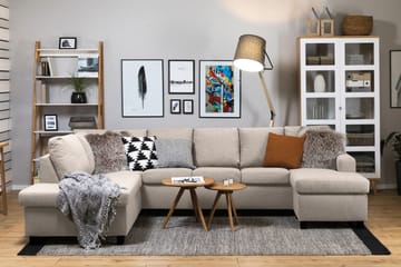 Crazy 5-sits Vänstervänd U-formad Soffa med Divan och Schäslong i Tyg - Beige - Möbler - Soffa - U-soffa