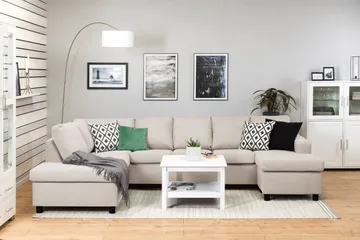 Crazy 5-sits Vänstervänd U-formad Soffa med Divan och Schäslong i Tyg - Beige - Möbler - Soffa - U-soffa