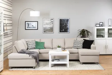Crazy 5-sits Vänstervänd U-formad Soffa med Divan och Schäslong i Tyg - Beige - Möbler - Soffa - U-soffa