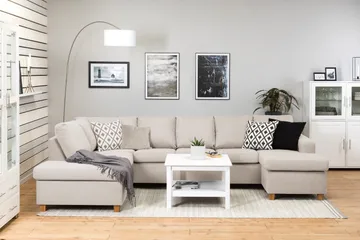 Crazy 5-sits Vänstervänd U-formad Soffa med Divan och Schäslong i Tyg - Beige - Möbler - Soffa - U-soffa