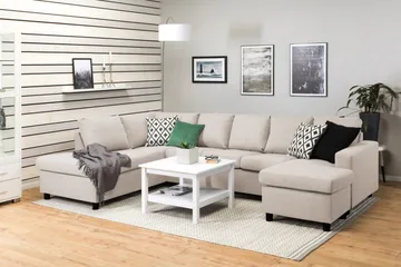 Crazy 5-sits Vänstervänd U-formad Soffa med Divan och Schäslong i Tyg - Beige - Möbler - Soffa - U-soffa