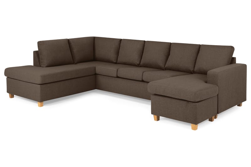 Crazy 5-sits Vänstervänd U-formad Soffa med Divan och Schäslong i Tyg - Brun - Möbler - Soffa - U-soffa