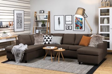 Crazy 5-sits Vänstervänd U-formad Soffa med Divan och Schäslong i Tyg - Brun - Möbler - Soffa - U-soffa