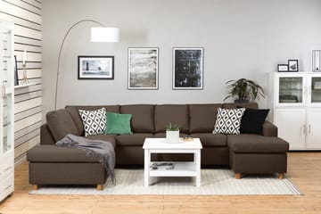 Crazy 5-sits Vänstervänd U-formad Soffa med Divan och Schäslong i Tyg - Brun - Möbler - Soffa - U-soffa