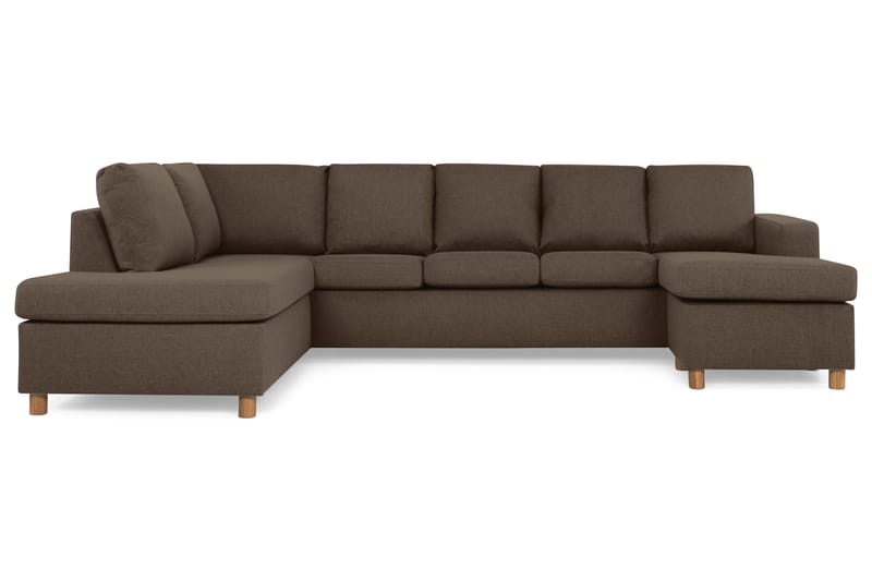 Crazy 5-sits Vänstervänd U-formad Soffa med Divan och Schäslong i Tyg - Brun - Möbler - Soffa - U-soffa