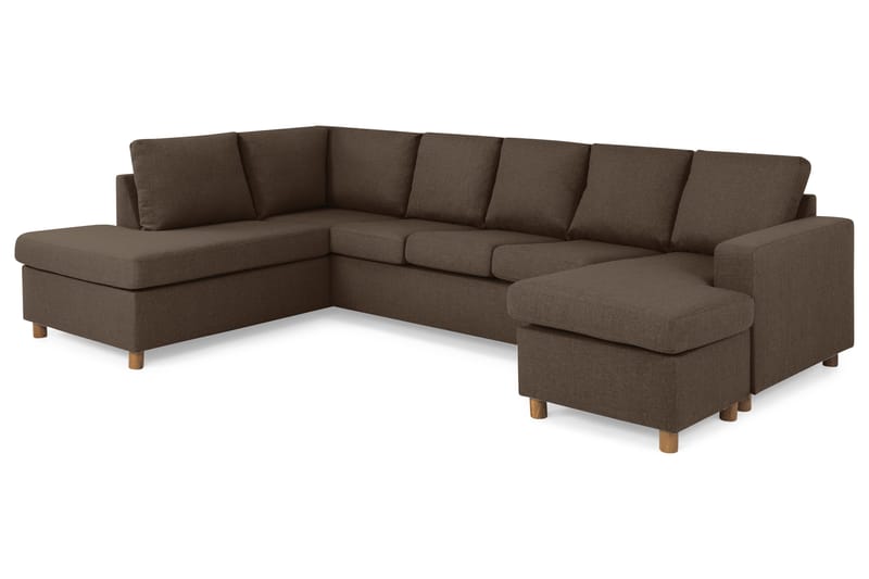 Crazy 5-sits Vänstervänd U-formad Soffa med Divan och Schäslong i Tyg - Brun - Möbler - Soffa - U-soffa