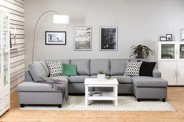 Crazy 5-sits Vänstervänd U-formad Soffa med Divan och Schäslong i Tyg - Grå - Möbler - Soffa - U-soffa