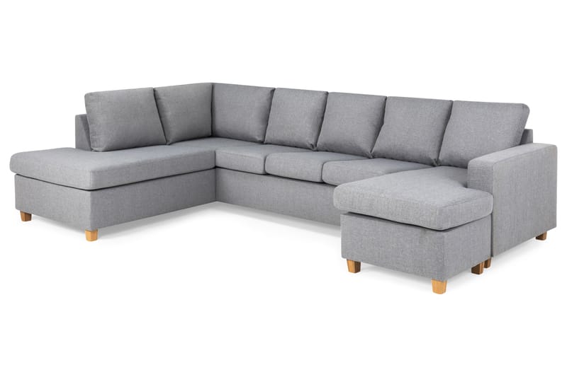Crazy 5-sits Vänstervänd U-formad Soffa med Divan och Schäslong i Tyg - Grå - Möbler - Soffa - U-soffa