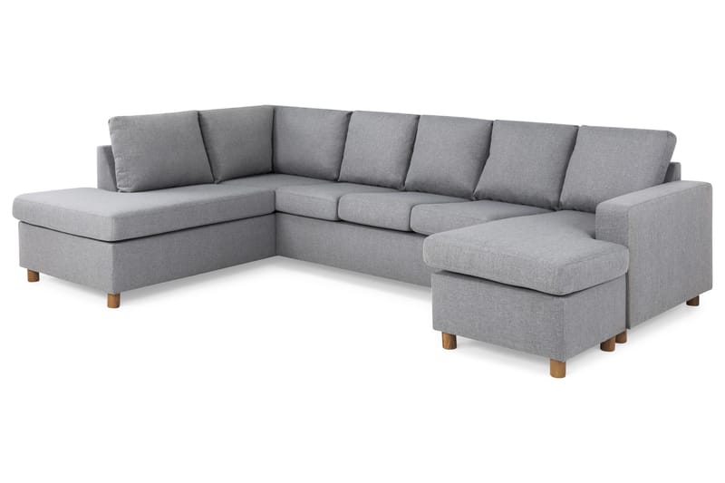 Crazy 5-sits Vänstervänd U-formad Soffa med Divan och Schäslong i Tyg - Grå - Möbler - Soffa - U-soffa