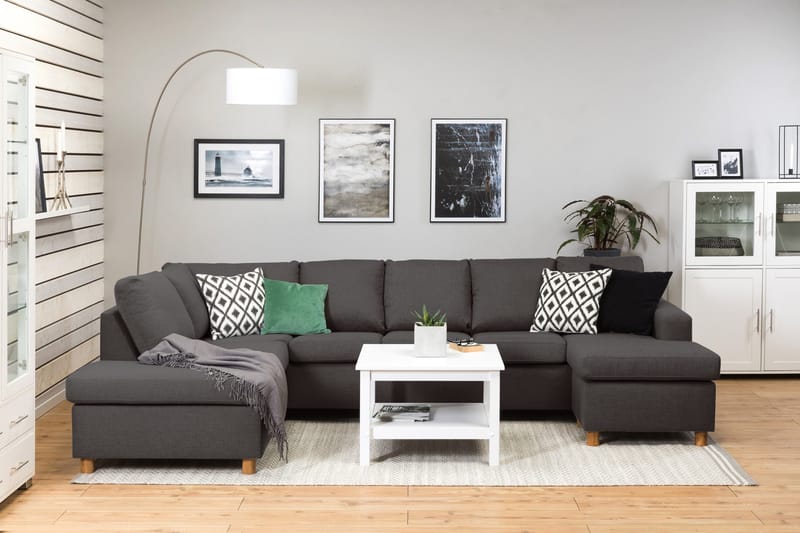 Crazy 5-sits Vänstervänd U-formad Soffa med Divan och Schäslong i Tyg - Mörkgrå - Möbler - Soffa - U-soffa