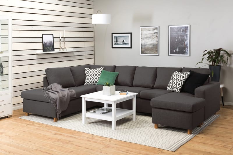 Crazy 5-sits Vänstervänd U-formad Soffa med Divan och Schäslong i Tyg - Mörkgrå - Möbler - Soffa - U-soffa