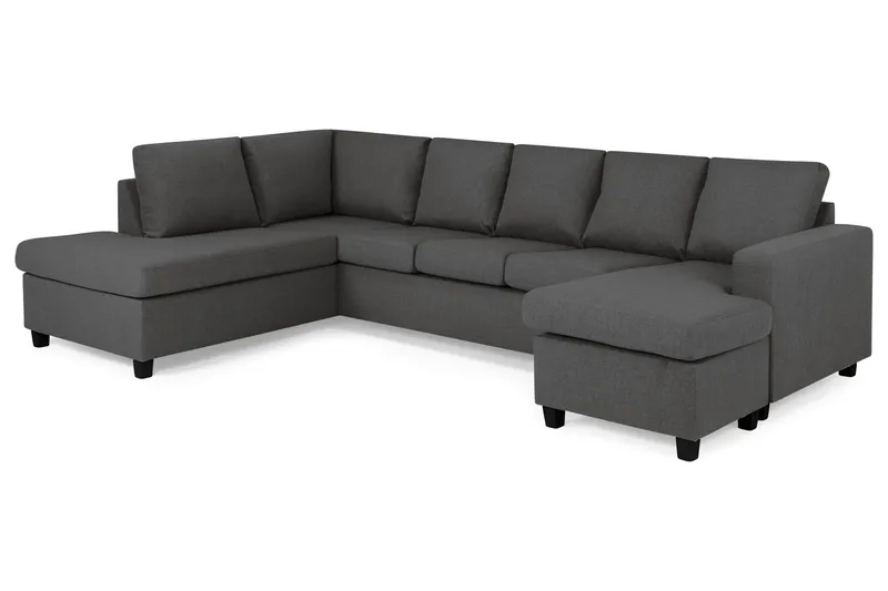 Crazy 5-sits Vänstervänd U-formad Soffa med Divan och Schäslong i Tyg - Mörkgrå - Möbler - Soffa - U-soffa