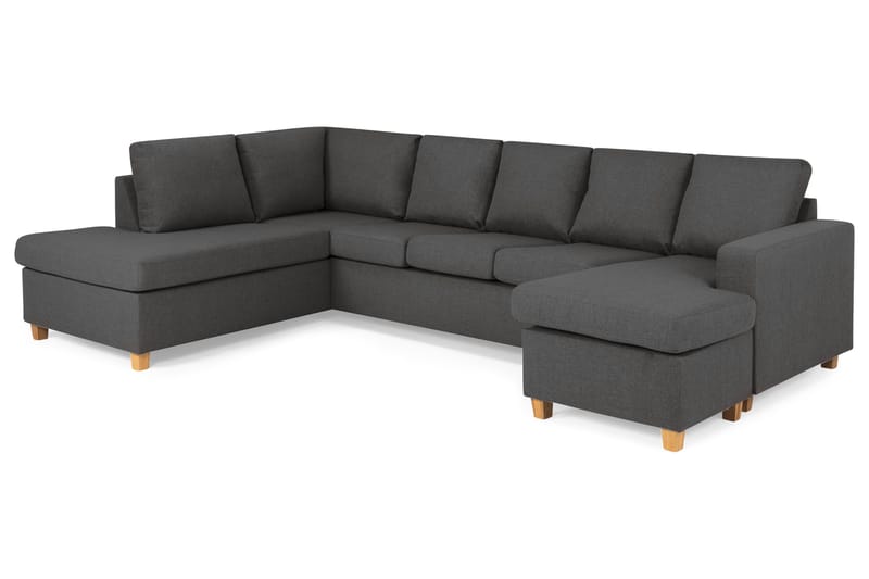 Crazy 5-sits Vänstervänd U-formad Soffa med Divan och Schäslong i Tyg - Mörkgrå - Möbler - Soffa - U-soffa