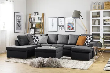 Crazy 5-sits Vänstervänd U-formad Soffa med Divan och Schäslong i Tyg - Mörkgrå - Möbler - Soffa - U-soffa