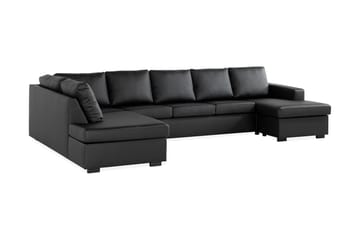 Crazy 5-sits Vänstervänd U-formad X-Large Soffa med Divan och Schäslong i Konstläder - Svart - Möbler - Soffa - U-soffa