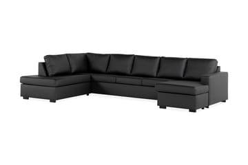Crazy 5-sits Vänstervänd U-formad X-Large Soffa med Divan och Schäslong i Konstläder - Svart - Möbler - Soffa - U-soffa