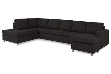 Crazy 5-sits Vänstervänd U-formad X-Large Soffa med Divan och Schäslong i Tyg - Antracit - Möbler - Soffa - U-soffa
