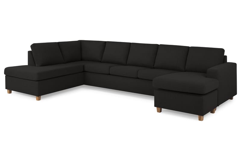 Crazy 5-sits Vänstervänd U-formad X-Large Soffa med Divan och Schäslong i Tyg - Antracit - Möbler - Soffa - U-soffa