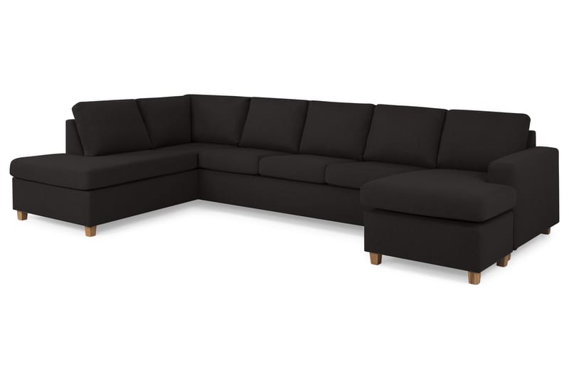 Crazy 5-sits Vänstervänd U-formad X-Large Soffa med Divan och Schäslong i Tyg - Antracit - Möbler - Soffa - U-soffa