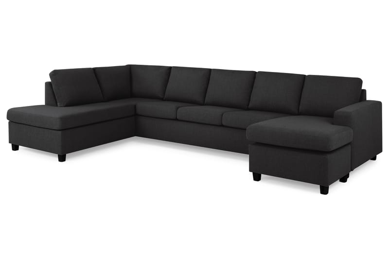 Crazy 5-sits Vänstervänd U-formad X-Large Soffa med Divan och Schäslong i Tyg - Antracit - Möbler - Soffa - U-soffa